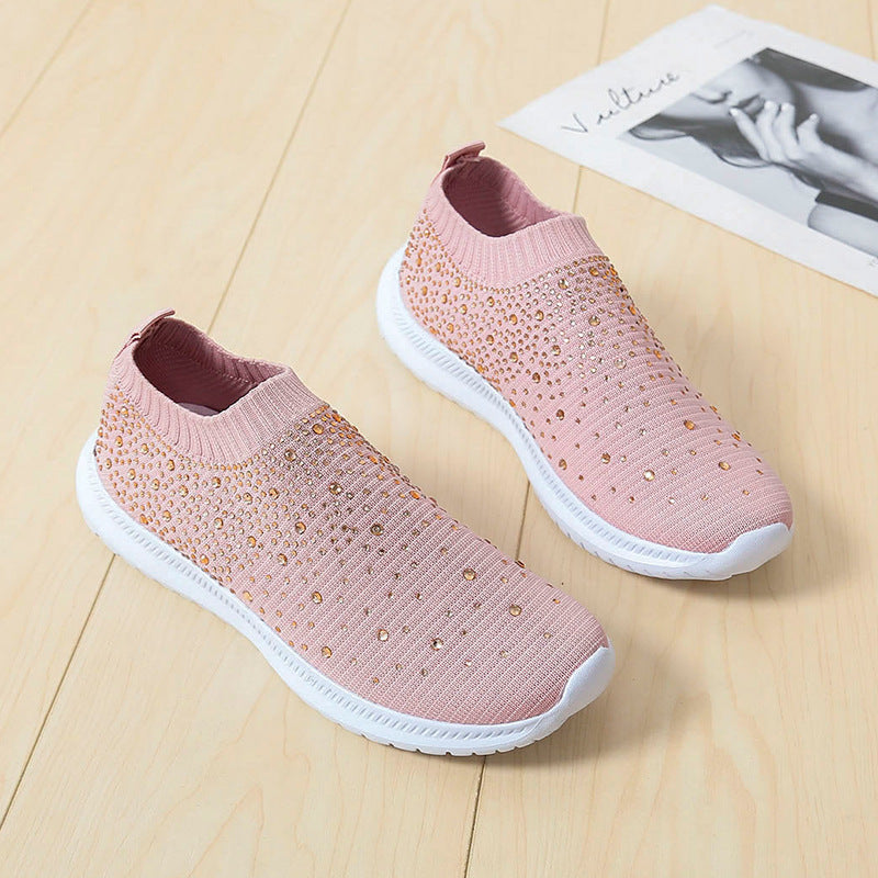 Damen Glitzernde Slip-On Sneaker mit atmungsaktivem Obermaterial und rutschfester Sohle EB