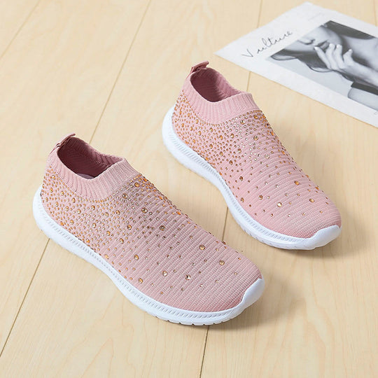 Damen Glitzernde Slip-On Sneaker mit atmungsaktivem Obermaterial und rutschfester Sohle EB