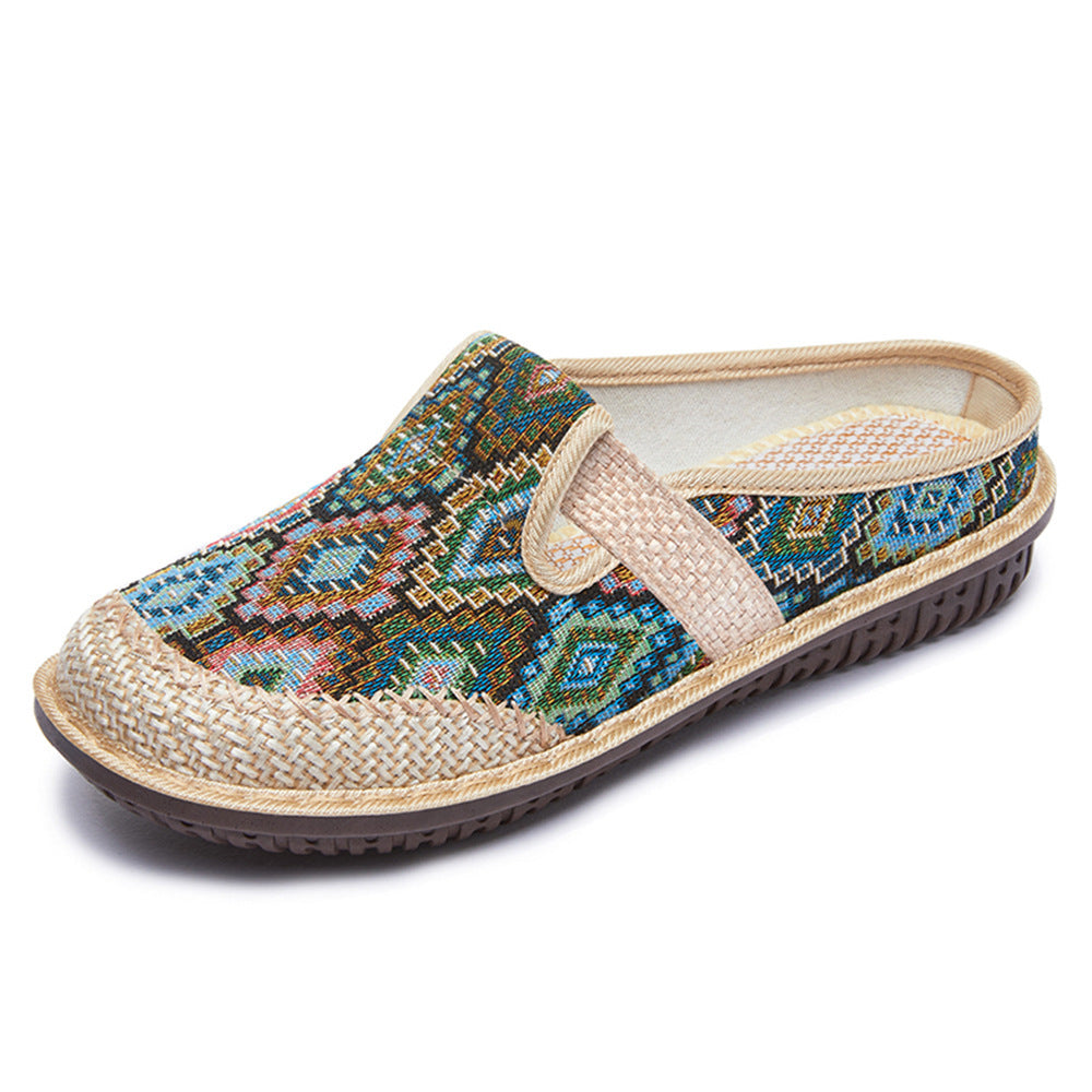 Damen Freizeit-Pantoletten mit dekorativem Muster EB
