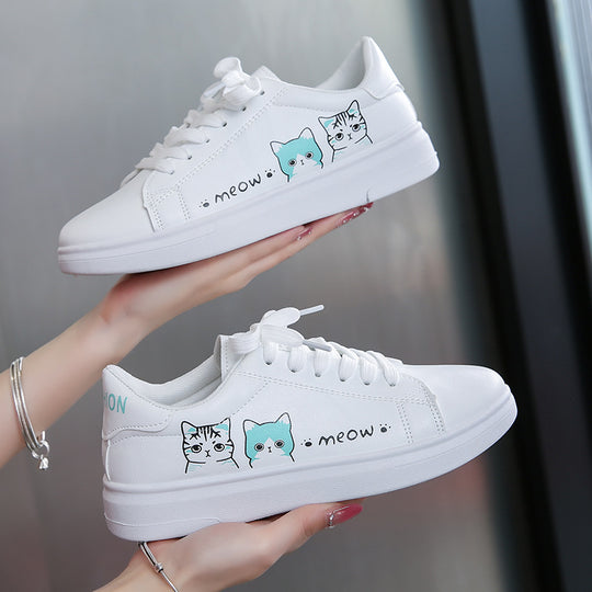 Damen Sneaker mit verspieltem Katzenmotiv und bequemer Sohle EB