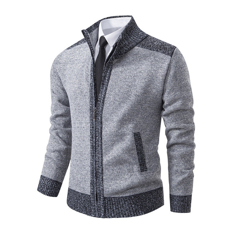 Herren modische Strickjacke mit hohem Kragen und Reißverschluss EB