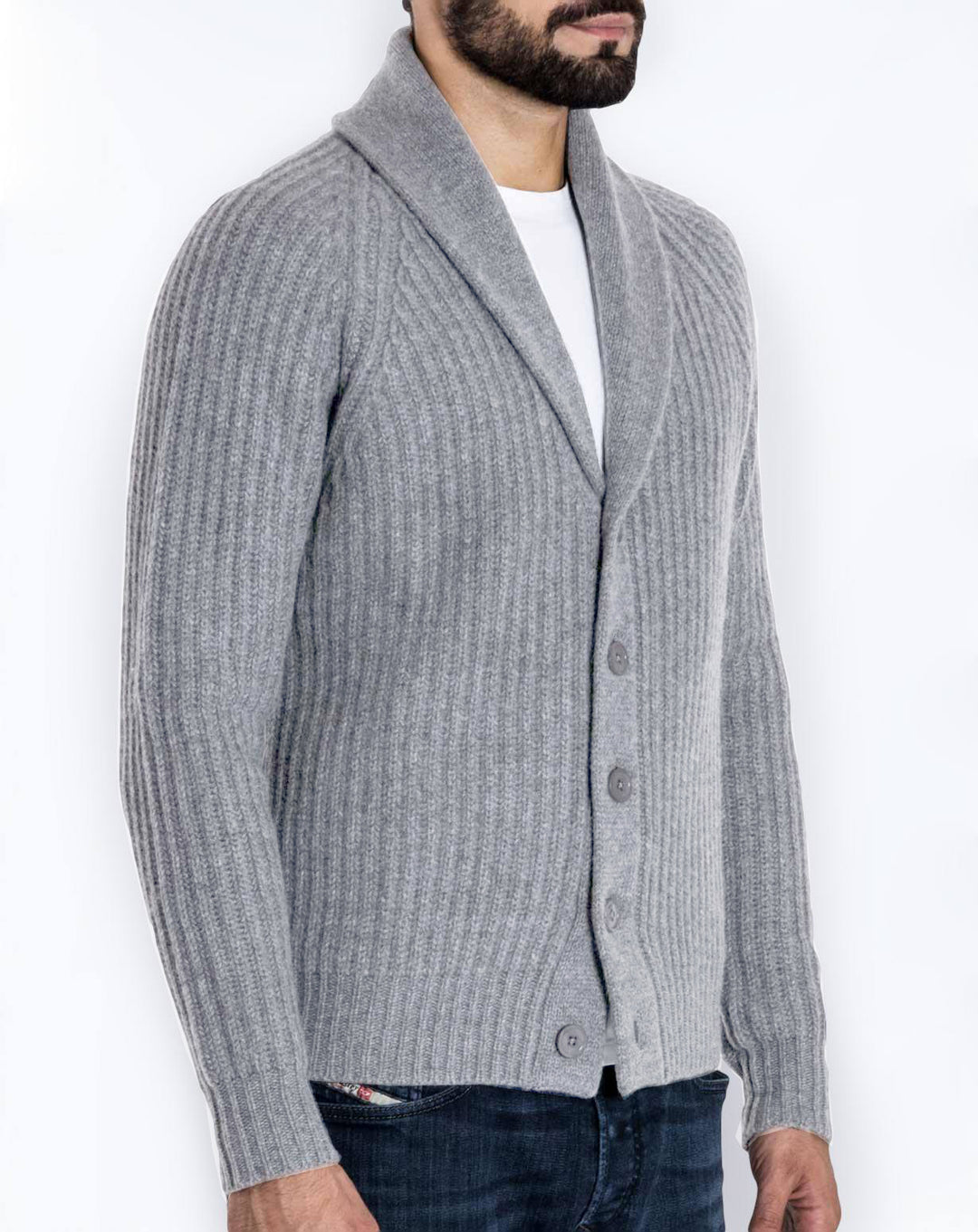 Herren Strickjacke mit modernem Schalkragen EB