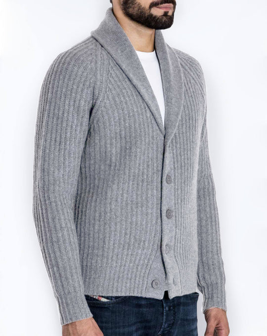 Herren Strickjacke mit modernem Schalkragen EB