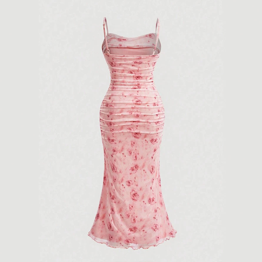 Damen Wickelkleid mit Rüschendetails und floraler Struktur EB
