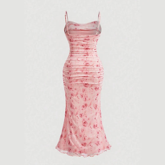 Damen Wickelkleid mit Rüschendetails und floraler Struktur EB