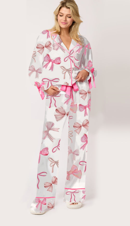 Damen Schlafanzug-Set mit niedlichen Schleifenmotiven EB