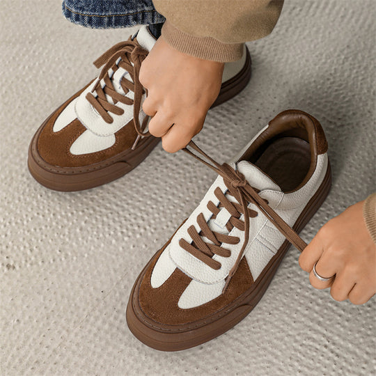 Damen Trendige Freizeit Sneakers mit hochwertiger Leder- und Wildleder-Kombination EB