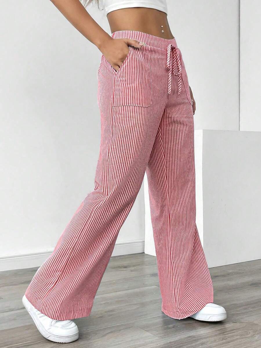 Damen nan weite Baumwoll-Loungehose mit Tunnelzug und Seitentaschen EB