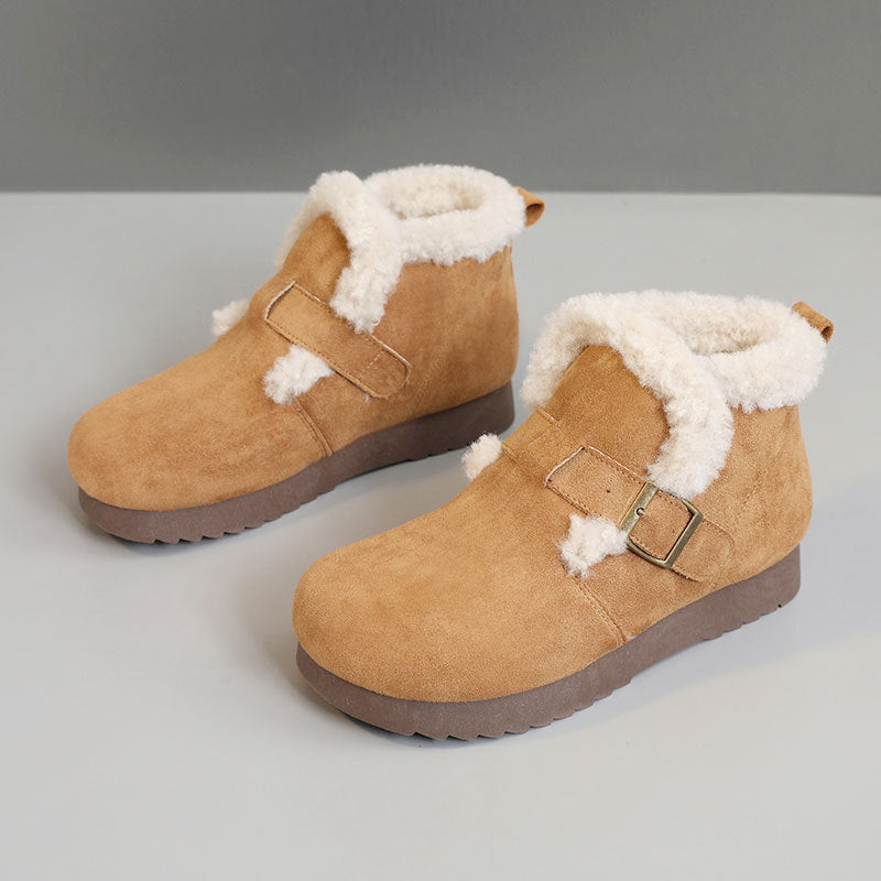Damen Bequeme Winterstiefeletten mit weichem Innenfutter und modernem Riemendesign EB