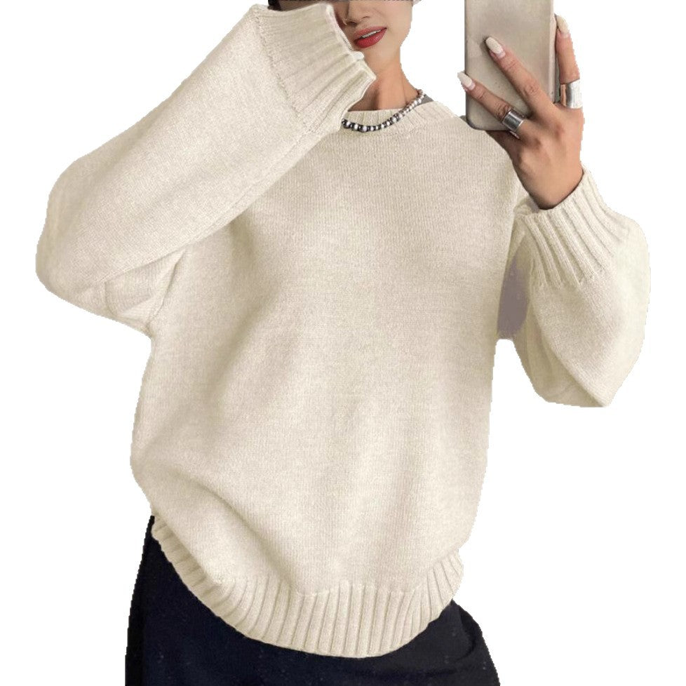 Damen Kaschmir-Optik Oversize-Pullover mit Rundhalsausschnitt und verlängerten Rippbündchen EB
