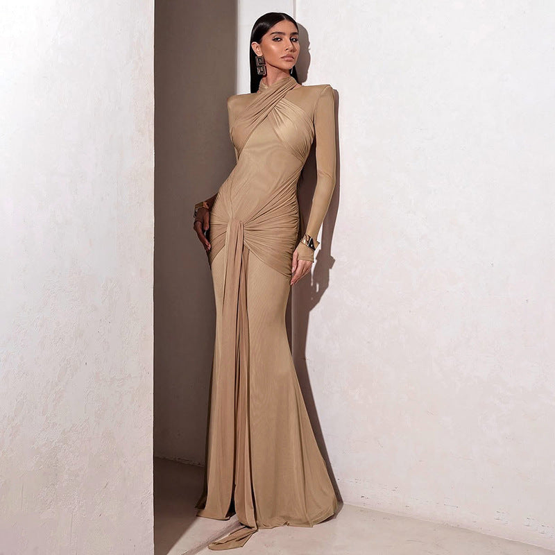 Damen elegantes figurbetontes Abendkleid mit raffiniertem Drapierungsdesign EB