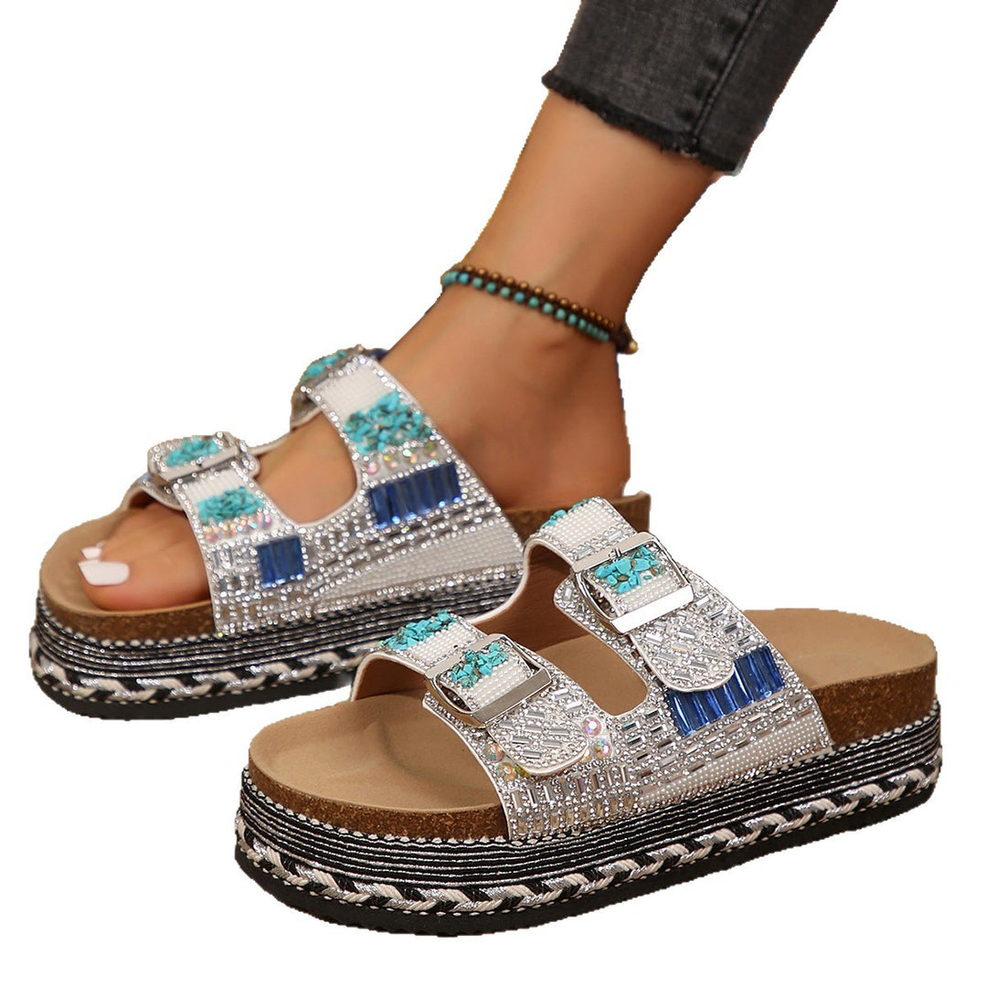 Damen Sandalen mit funkelnden Schmuckdetails und ergonomischer Fußbettung EB