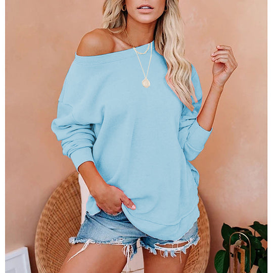 Damen Oversized Sweatshirt mit Schulterdesign EB