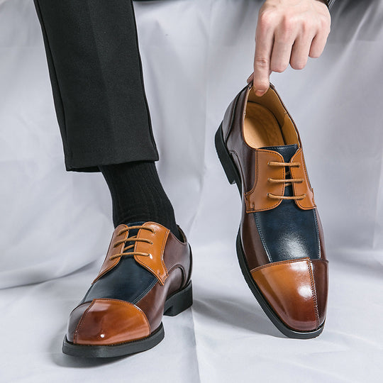 Herren Elegante Schnürschuhe mit zweifarbiger Lederoptik EB