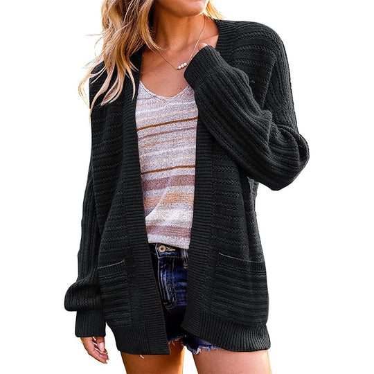 Damen gemütlicher Strickcardigan mit besonderen Details EB