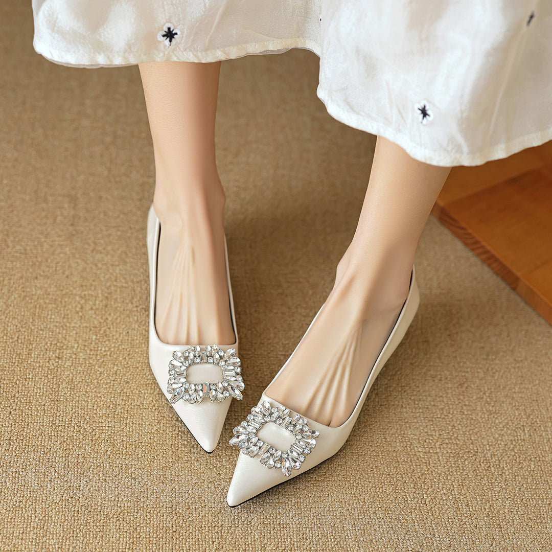Damen elegante spitze Ballerinas mit funkelnder Applikation EB