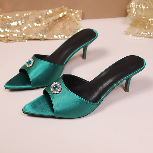 Damen eleganter mules mit feiner Applikation EB
