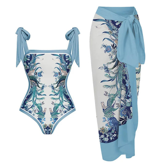 Damen Badeanzug und Maxirock Set EB 1782194667