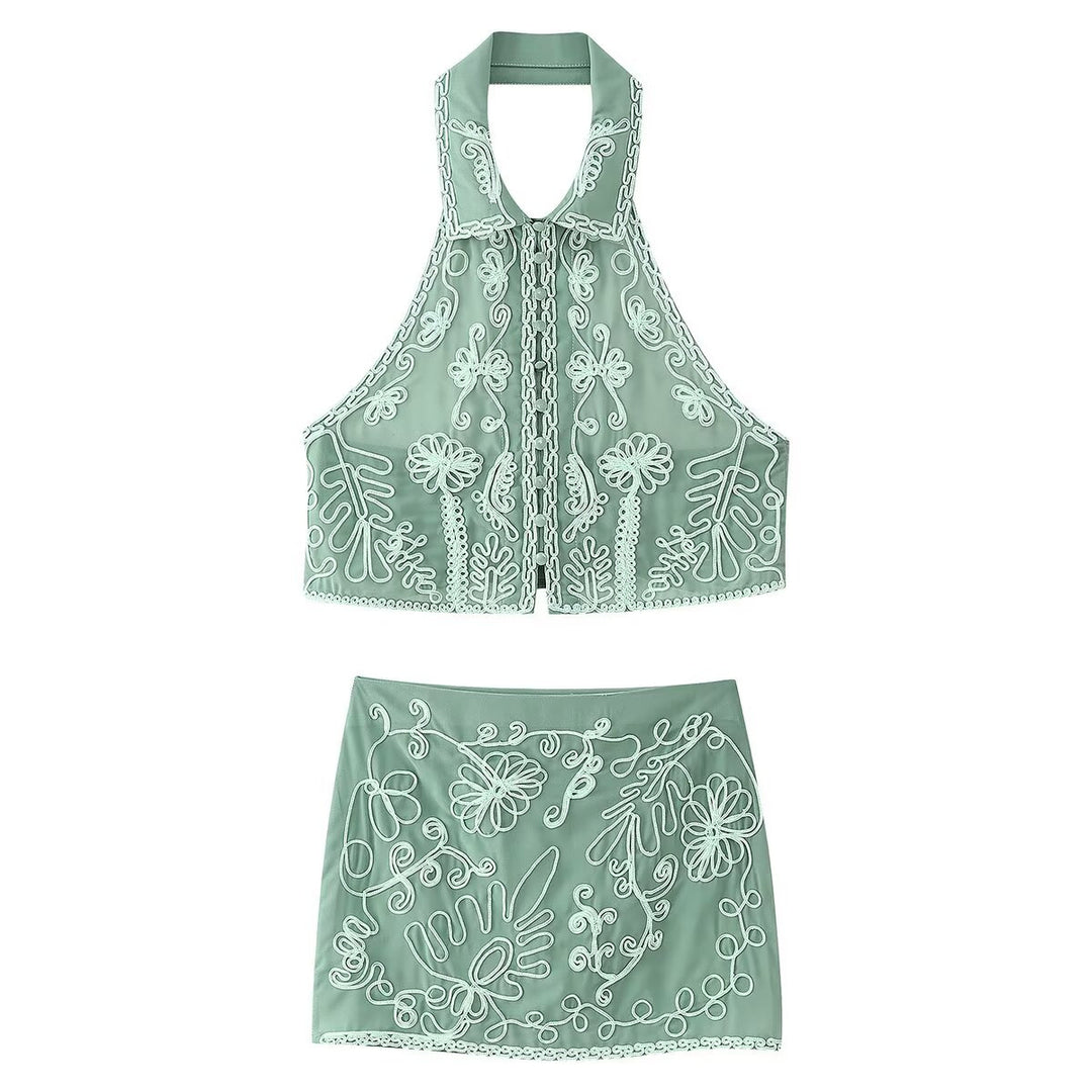 Damen Rock mit floralen Stickereien EB