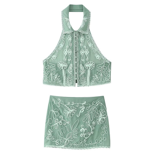 Damen Rock mit floralen Stickereien EB