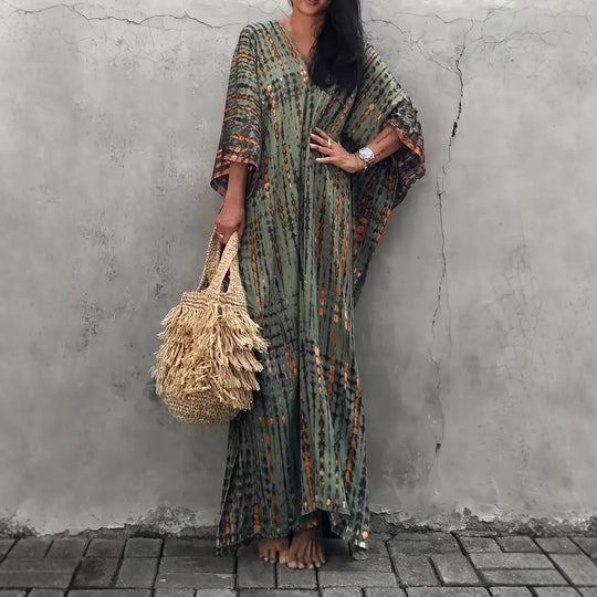 Damen Kaftan Kleid mit elegantem V-Ausschnitt und weitem Schnitt EB