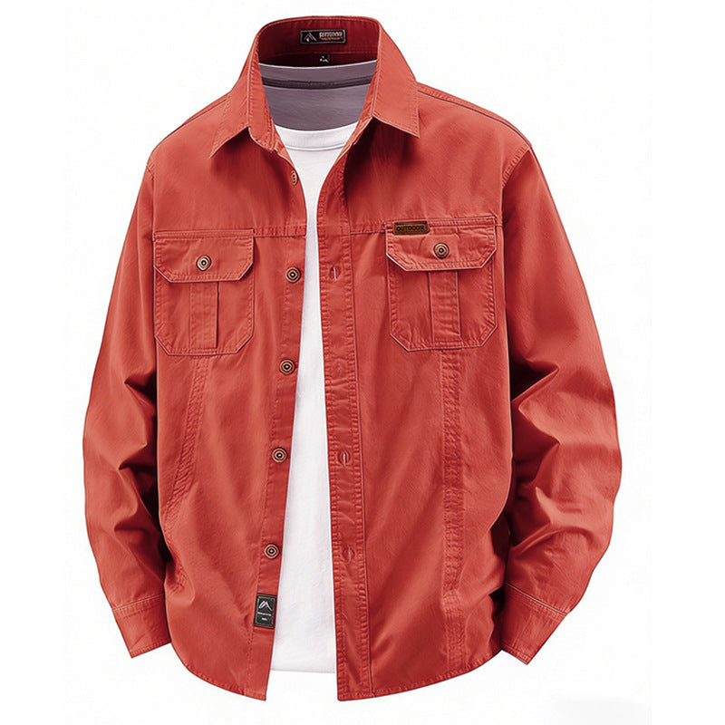 Herren  leichte Overshirt-Jacke mit Klappbrusttaschen und klassischem Hemdkragen EB