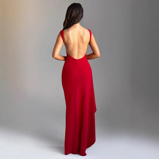 Damen Abendkleid mit hohem Schlitz und Raffungen EB