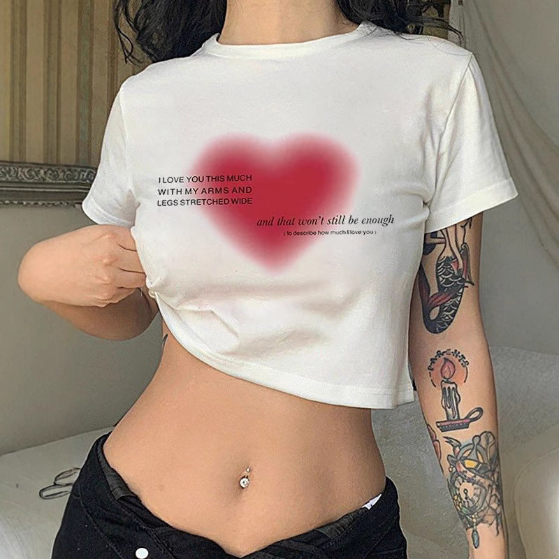 Damen Crop-T-Shirt mit fröhlichem Kirschmotiv EB
