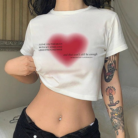 Damen Crop-T-Shirt mit fröhlichem Kirschmotiv EB