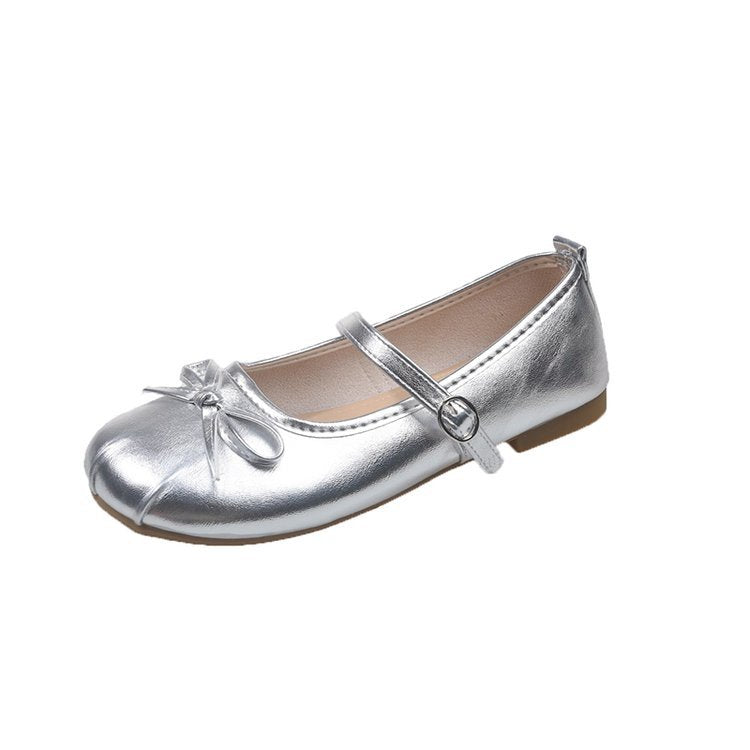 Damen elegante Ballerinas mit Schleifenakzent und verstellbarem Riemen EB