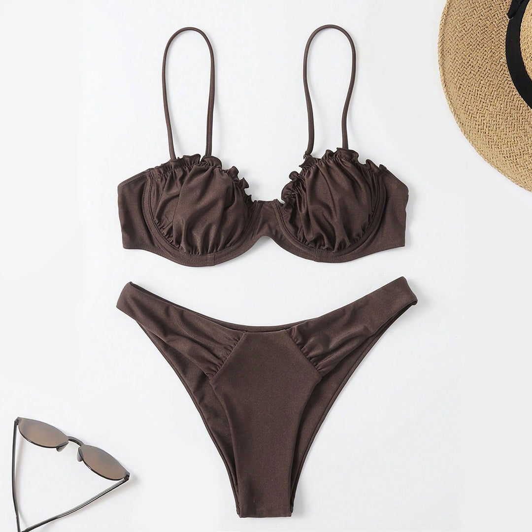 Damen Push-Up-Bikini mit Raffung und verstellbaren Trägern EB