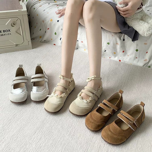 Damen Komfortable Ballerinas mit Doppelschlaufe EB