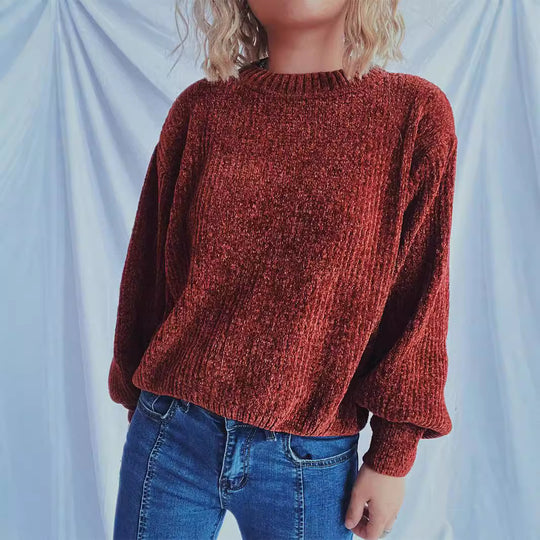 Damen Grobstrickpullover mit weitem Schnitt und strukturiertem Design EB