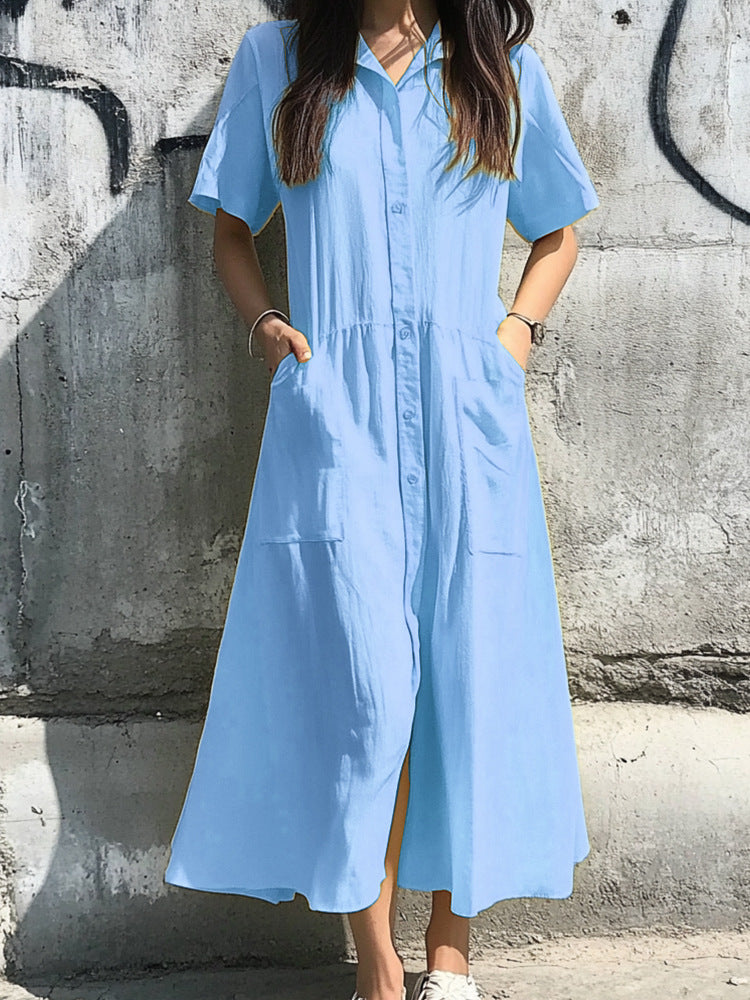 Damen Hemdkleid mit Knopfdetails und praktischen Taschen EB