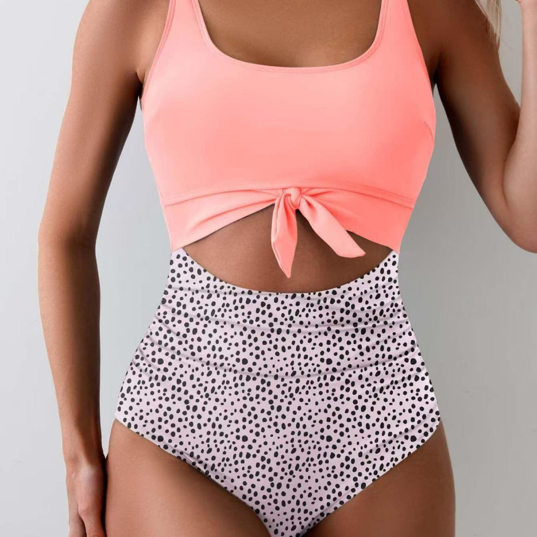 Damen Bikini-Set mit hohem Bund und modischem Knoten-Detail EB