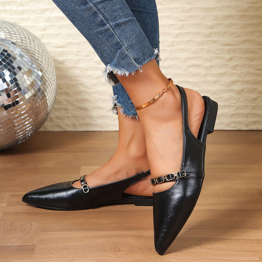 Damen Slingback Ballerinas mit modischem Ketten-Detail EB