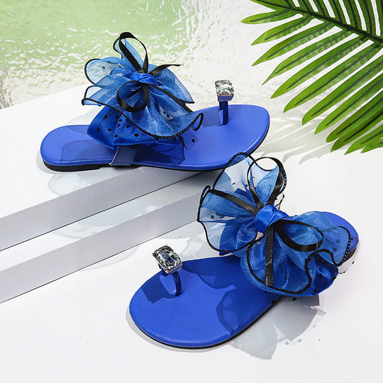 Damen extravagante Flip-Flops mit dekorativen Rüschen EB