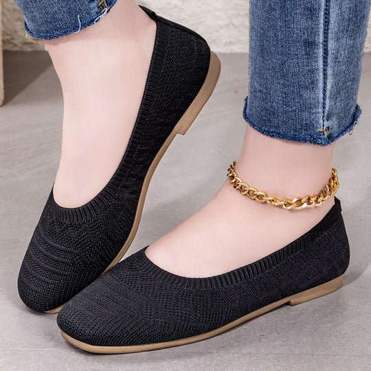 Damen Strick-Ballerinas mit elastischem Einstieg EB