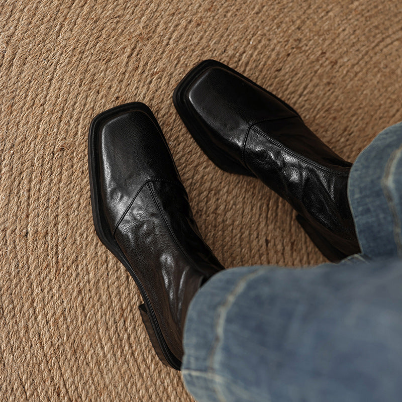 Damen moderne Chelsea Boots mit elegantem Glattleder und praktischem Reißverschluss EB