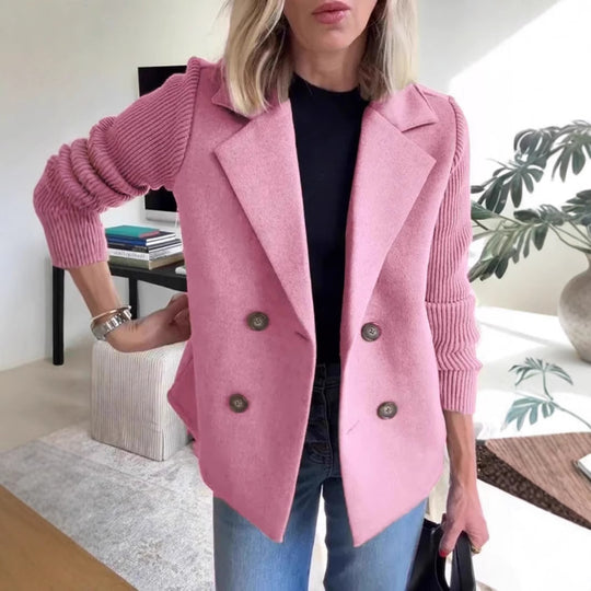 Damen Modischer Blazer mit doppelter Knopfleiste und Rippärmel EB