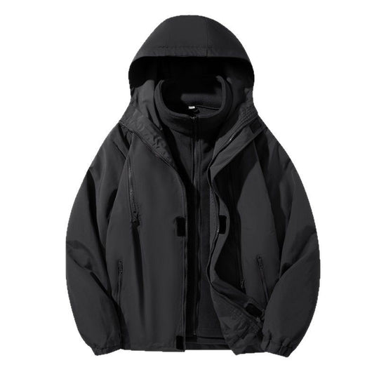 Herren zweiteiliger Regen- und Thermojacke mit abnehmbarer Fleece-Innenjacke und winddichter Membran EB