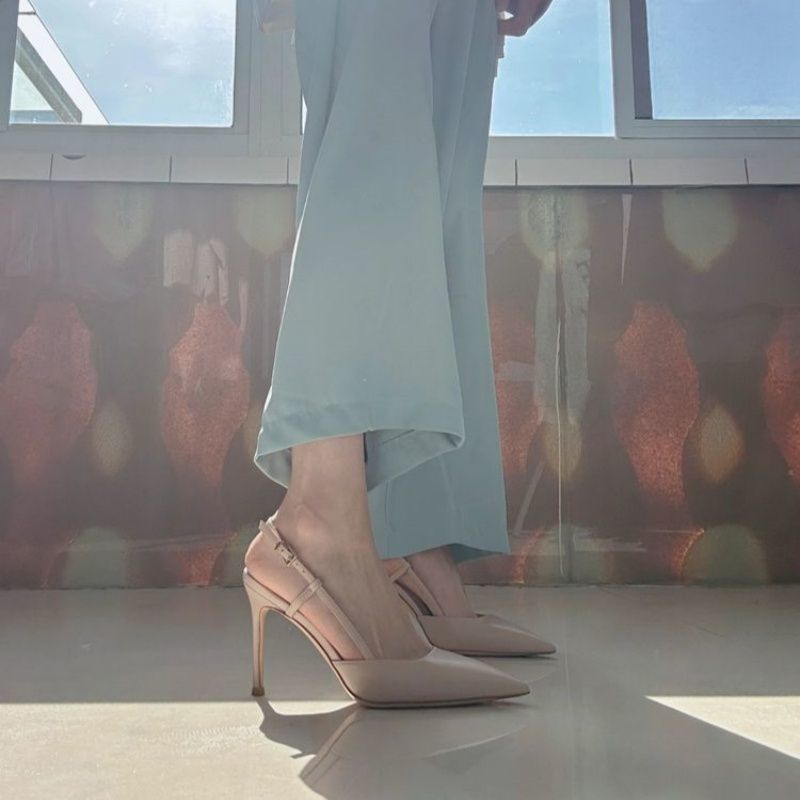 Damen Slingback High Heel Schuhe mit elegantem Riemendesign EB