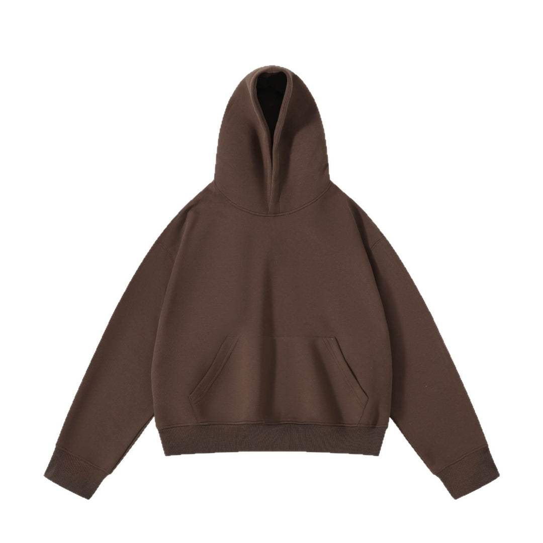 Unisex schwerer Oversize-Kapuzenpullover mit doppellagiger Kapuze Kängurutasche und breitem Rippbund EB