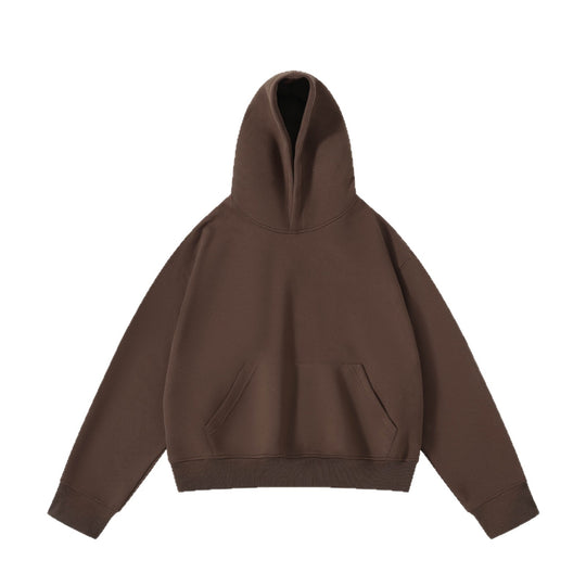 Unisex schwerer Oversize-Kapuzenpullover mit doppellagiger Kapuze Kängurutasche und breitem Rippbund EB