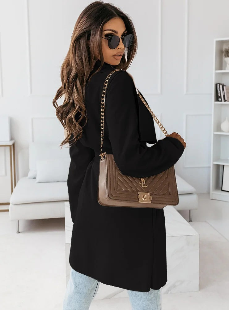 Damen Oversized Morgenmantel mit Gürtel und breiten Ärmeln EB
