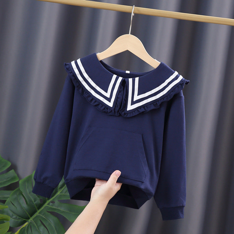 Mädchen Kapuzenpullover mit maritimem Kragen EB
