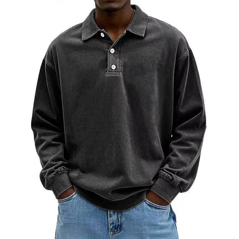 Herren Oversize Langarm Polo aus Baumwollmix EB