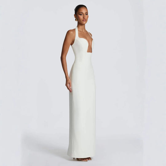 Damen Elegantes Abendkleid mit tiefem Herz-Ausschnitt und schwingendem Saum EB