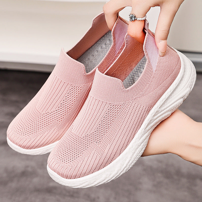 Damen Flexible Slip-On Fitness-Sneakers mit atmungsaktivem Obermaterial EB