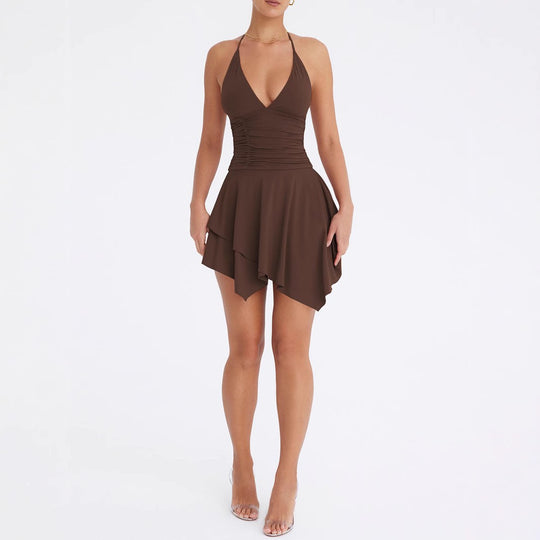 EB | Kleid mit tiefem V-Ausschnitt und Neckholder-Trägern